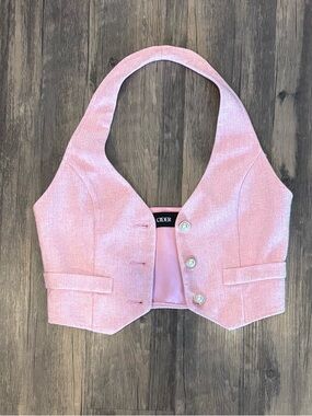 Cider Pink Halter Vest with Pearl Buttons